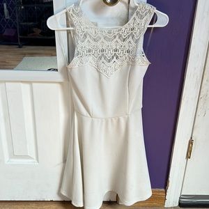 White cocktail dress size small open crisscross back